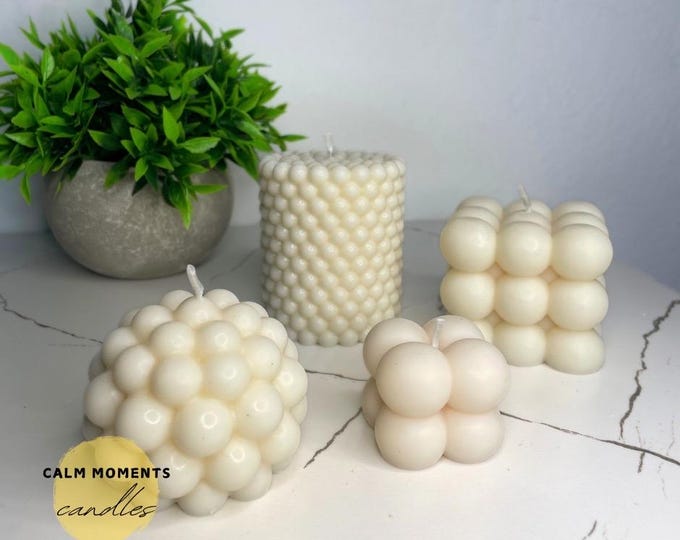 Handmade Soy Wax Bubble Candle Set | 12 Aromatherapy Blend Scents