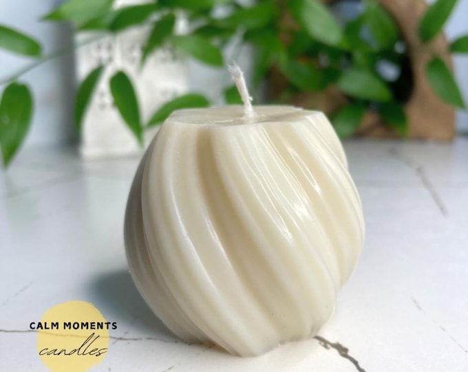 Spiral Soy Wax Pillar Candle: Elevate Your Space with Minimalist Aromas.