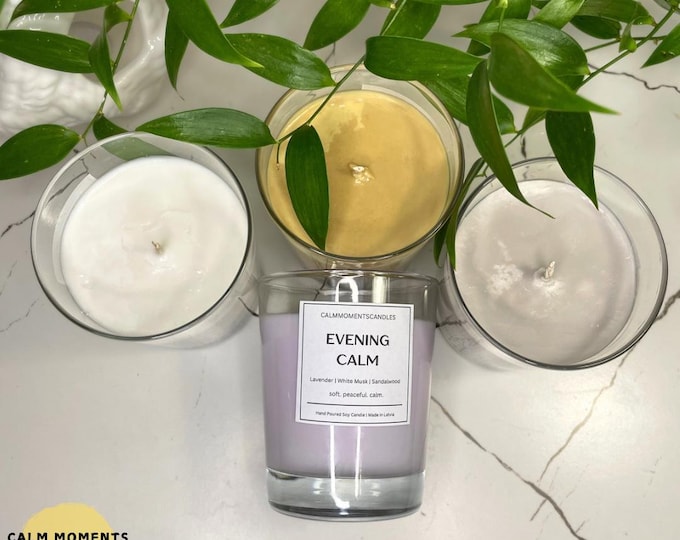 Evening Calm Relaxation Candle - Lavender White Musk Sandalwood |  Pure Mood-Enhancing