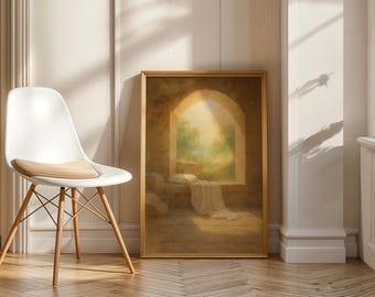 He Is Risen Art: Christian Easter Empty Tomb Print (Digital Download)