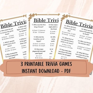 Attività per i giovani della chiesa PDF - Pacchetto di 22 domande di quiz sulla Bibbia, download immediato
