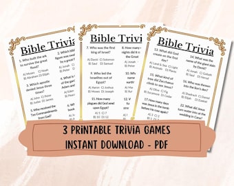 Activités de l'église pour les jeunes PDF - Ensemble de 22 questions sur la Bible, téléchargement immédiat