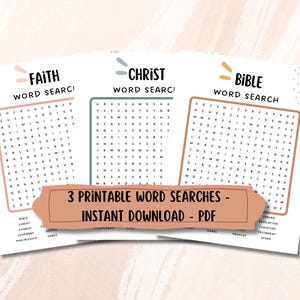 Christianity Word Search Bundle - 3 Digital PDF Files