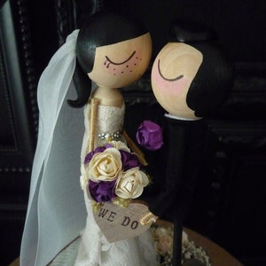 Custom Peg Doll Wedding Cake Topper with Custom Wedding Dress in Kissing Pose Custom Keepsake by MilkTea image 5