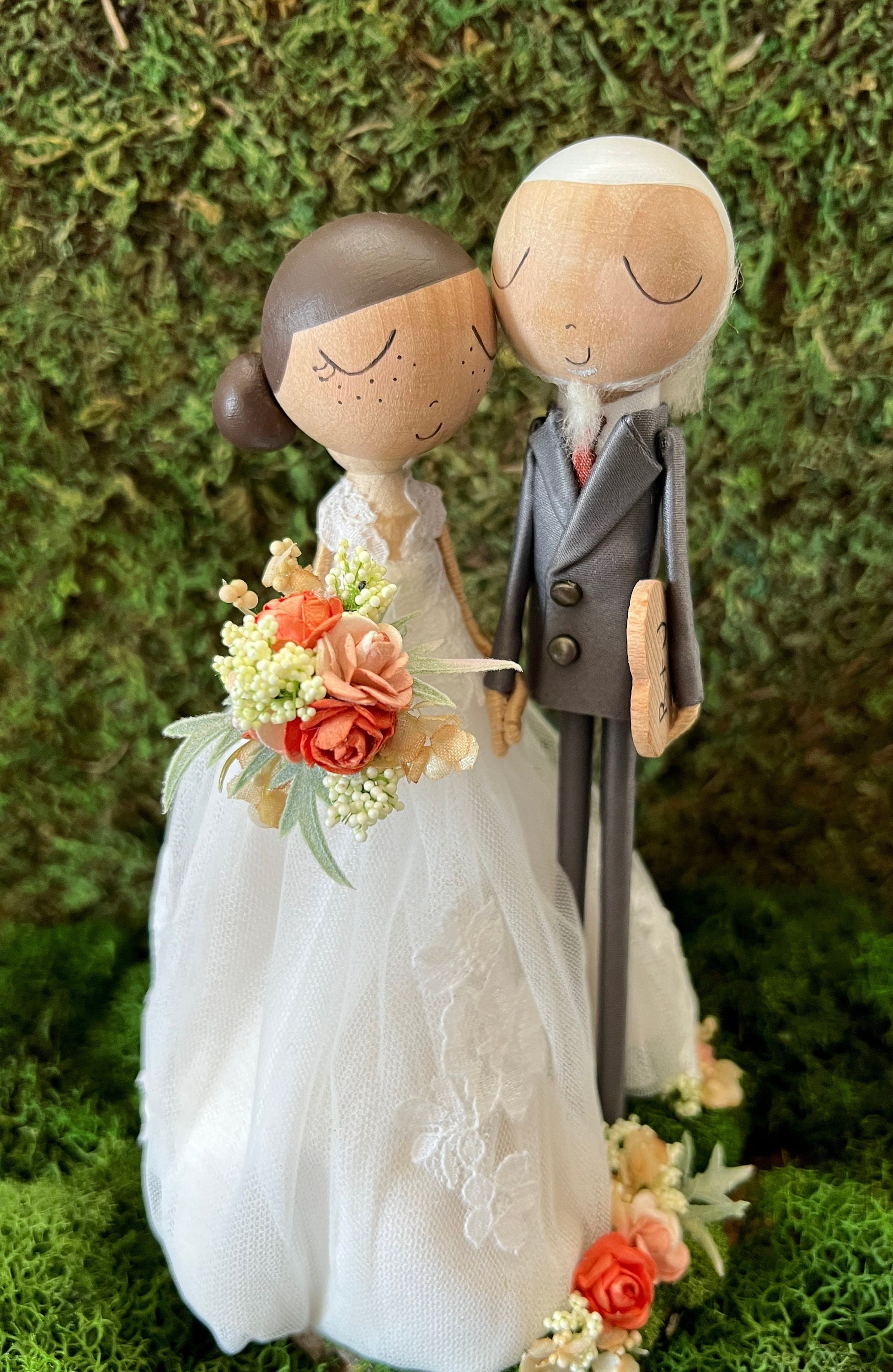 Custom Peg Doll Wedding Cake Topper: Personalized Keepsake