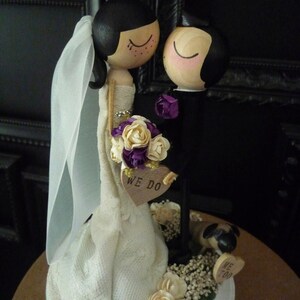 Custom Peg Doll Wedding Cake Topper with Custom Wedding Dress in Kissing Pose Custom Keepsake by MilkTea image 2