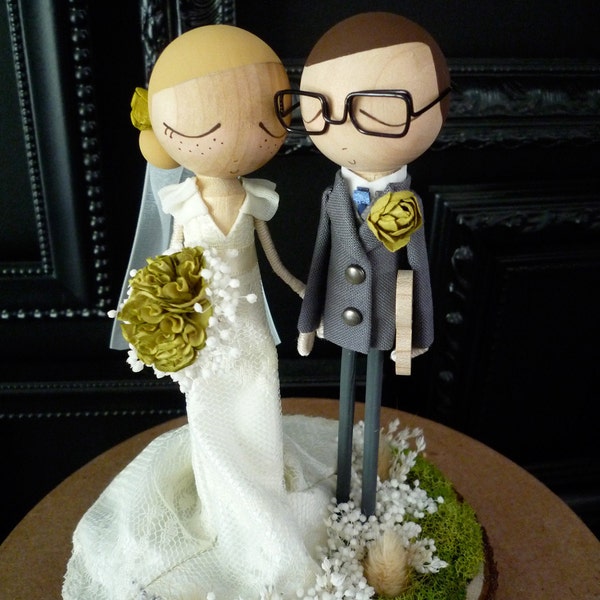 Wedding Cake Topper with Custom Wedding Dress - Custom Keepsake by MilkTea