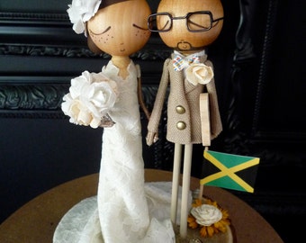 Custom Wedding Cake Topper: Beach Theme Keepsake with Peg Dolls
