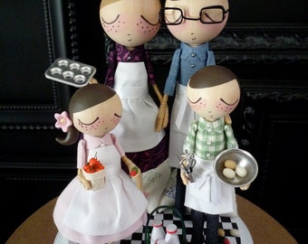 Wedding Cake Topper with Chef Theme as seen in Sur La Table, Custom Chef Peg Dolls- MilkTea