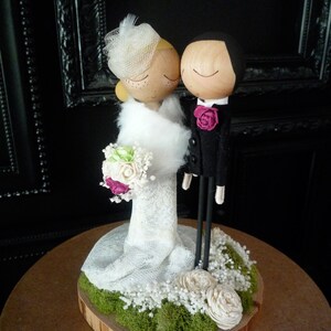 Custom Peg Doll Wedding Cake Topper with Custom Wedding Dress Custom Keepsake MilkTea Personalized Rustic Boho image 4