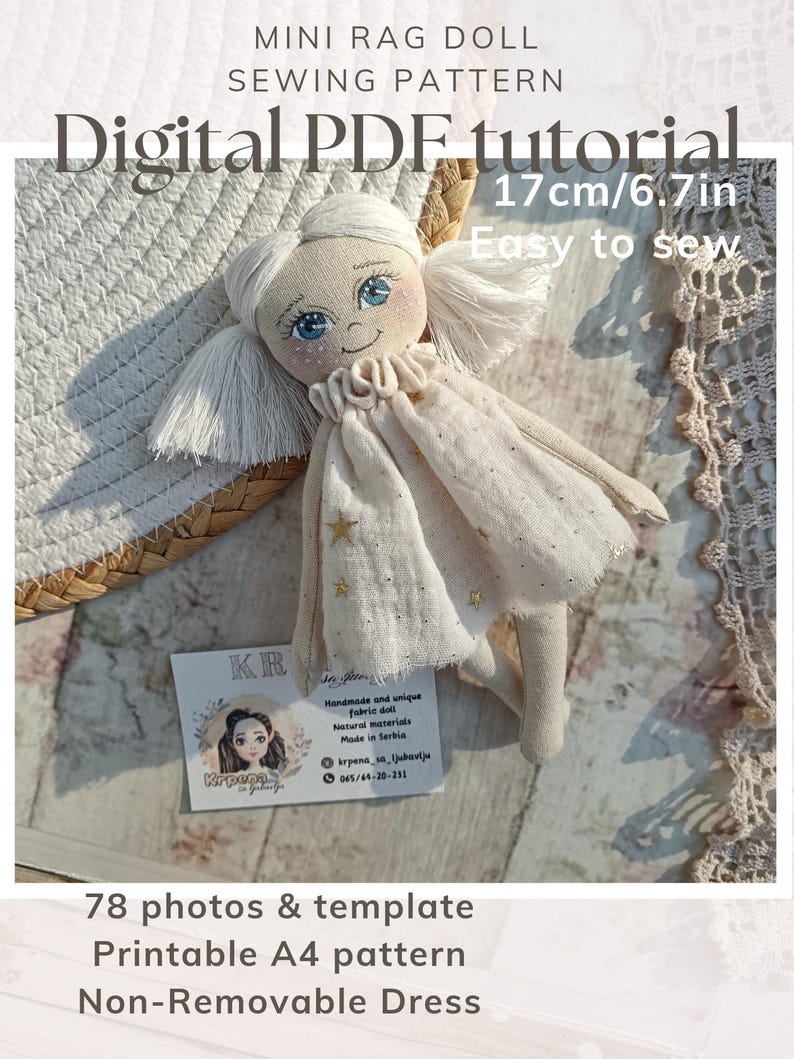 17 Cm Rag Doll Sewing Pattern PDF – Beginner-friendly Mini Cloth Doll ...