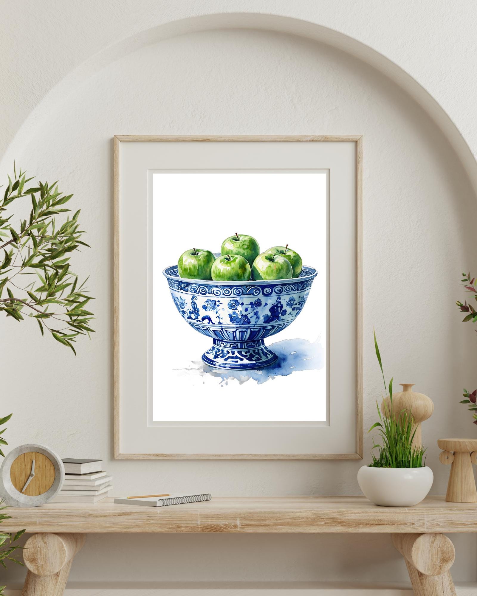 Curated visual reference: Fresh Look at Chinoiserie Wall Art Watercolor Apple Art Print