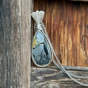 Moonlit Swamp Picasso Jasper Pendant in Sterling Silver