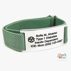 Bracelet d'alerte médicale • Carte d'identité ICE gravée personnalisée • Bracelet de sécurité pour diabète, allergie, autisme • Cadeau d'urgence personnalisé pour lui ou elle