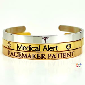 Personalized Medical Alert Bracelet: Stainless Steel Engraved Cuff