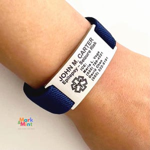 Medical Alert Bracelet, Custom Engraved ICE ID, Adjustable Wristband