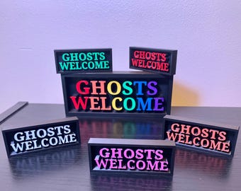 Hand-Painted Ghosts Welcome Sign | 3D Printed Halloween Decor