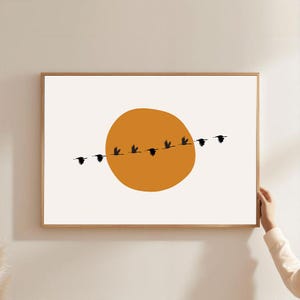 Minimalist Crane Art Print: Japandi Bird Poster (Digital Download