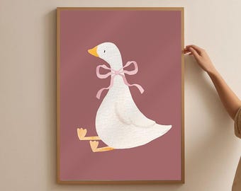 Coquette Goose Print: Silly Goose Poster, Vintage Wall Art, Digital Download
