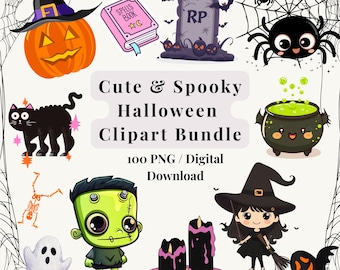 Halloween Clipart Bundle: Pastel Ghosts, Witches, Pumpkins (Digital Download)