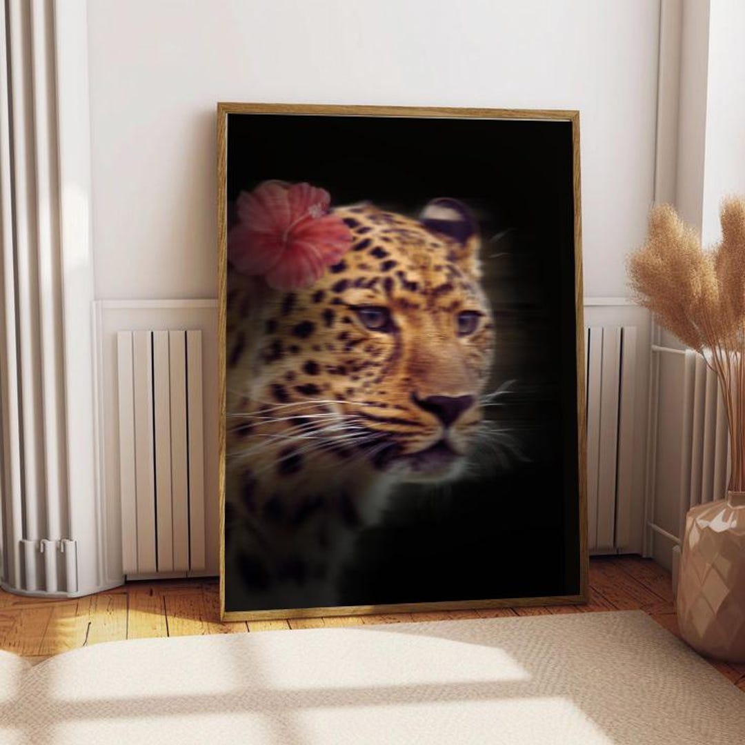 Dreamy Leopard Art Print: Floral Safari Wall Decor, Cheetah Poster ...