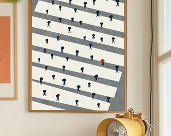 Miniature Figure People Art Print: Crowd People Minimalist Poster (Digital Download)