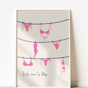 Pink Bikini Summer Print | Pink Coastal Girly Print | Beach House Decor | Preppy Aesthetic | Beachy Printable Wall Art | Printable Wall Art