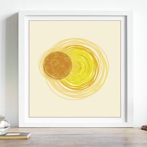 Minimal Eclipse Wall Art Print,Celestial Sun and Moon Artwork,Modern Boho Neutral Decor,Beige Gold Abstract Eclipse Poster,Digital Download