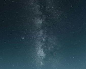 Minimalist Milky Way Wall Art - Night Sky Mountain Printable - Modern Neutral Decor - Digital Dowload