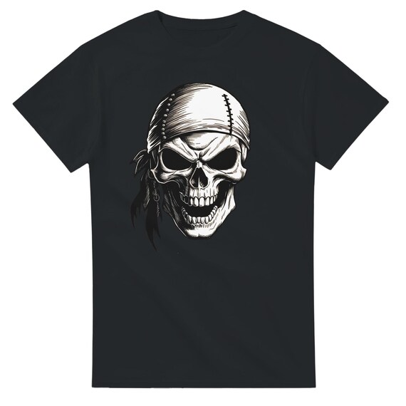 威嚇的な海賊スカルTシャツ：厚手のコットン製カジュアルウェア - Etsy 