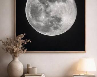 Full Moon Photography Print | Minimalist Celestial Wall Art (Digital Download
