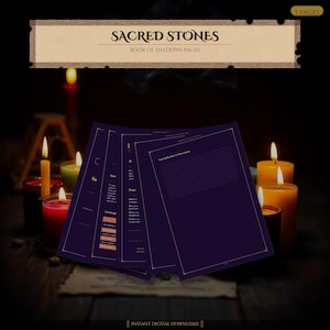 Heliga stenar | Chakrakristallarbeten | Grimoiresidor, utskrivbar Book of Shadows, 5 sidor (digital nedladdning) | BOS-sidor