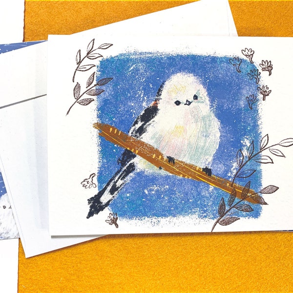 Shima Enaga, Long-tailed Tit, Snow Fairy Bird Cards and Print