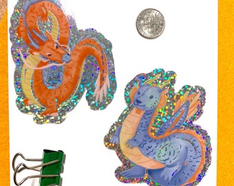 Dragons Diecut Glitter Stickers - 3x3in