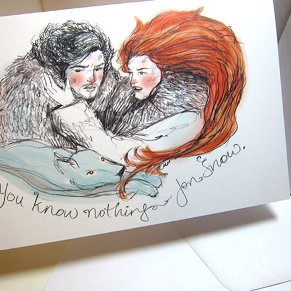 Game of Thrones Folded Blank Note Card Jon Snow & Ygritte