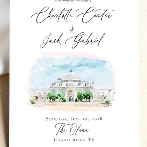 Venue Save the Dates, Wedding Venue Save the Date Cards, Sketch of your Venue, STD, Watercolor Venue Drawing, Venue Painting, Illustration