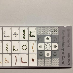 Husqvarna Viking Embroidery d card #103.  “Borders”. Card only.  Pre owned