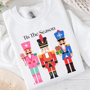 Retro Nutcracker Christmas Shirt, Tis The Season Sweatshirt, Colorful Holiday Crewneck, Nutcracker Shirt for Women, Christmas Party Outfit