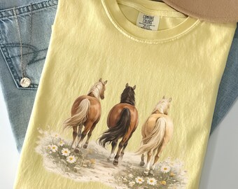 Quarter Horse Watercolor Shirt, Horse Lover Tee, Western Equestrian Graphic Shirt, Cottagecore Horse Art, Comfort Colors® Tee