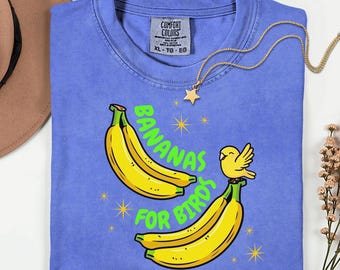 Bananas For Birds Shirt, Summer Fruit Tshirt, Bird Lover Retro Graphic Tee, Summer T-Shirt, Comfort Colors® Shirt