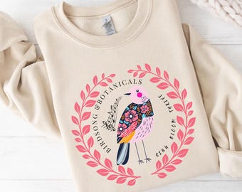 Birdsong & Botanicals Sweatshirt: Cottagecore Floral Bird Design