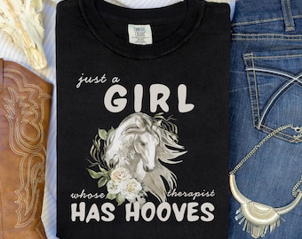 Horse Girl Shirt, My Therapist Has Hooves Tee, Comfort Colors Horse Lover Shirt, Western Cowgirl Graphic Tee
