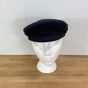 Small Size Black Wool Blend Fisherman&#39;s Cap, Tag Size 54, French Fisherman&#39;s / Nautical hat