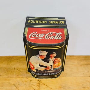 1995 Coca Cola  Metal Box,  Bristolware Fountain Service Collectable Metal Tin