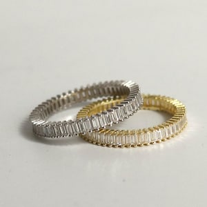 925 Silver Baguette Ring, Cz Diamond Eternity Band, Statement Ring, Eternity Ring, Engagement Ring,  Promise Ring, Gift For Valentine,
