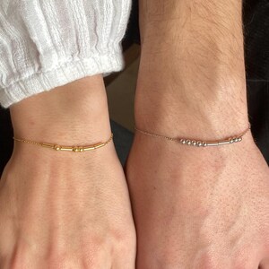 925 Silver Personalized Morse Code Bracelet - Custom Name Bracelet for Valentine’s Day Gift, Dainty  Bracelet for Girlfriend, Boyfriend