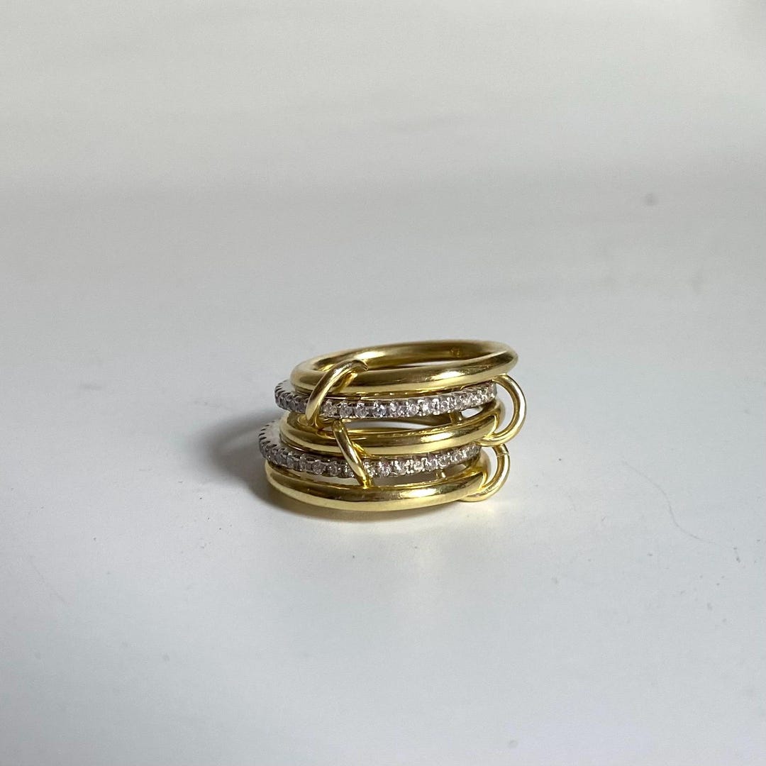 925 Silver Multi Link Connected Ring - Chunky 5 Band Interlocking ...