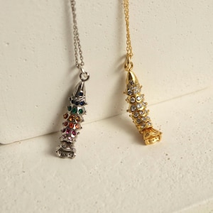 Colorful Articulated Fish Necklace, 925 Sterling Silver, Movable Fish Pendant, Pisces Jewelry, Minimalist Ocean Charm, Unique Gift for Her