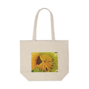 Sunflower Canvas Shopping Tote - Eco-Friendly Bag, Reusable Grocery Tote, Summer Beach Bag, Gift for Gardeners, Floral Tote