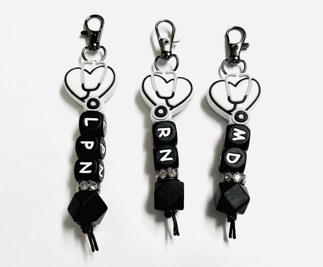 Keychains | Silicone Beaded | Nurse Keychains | Nurse Bag Tag | Matte ...